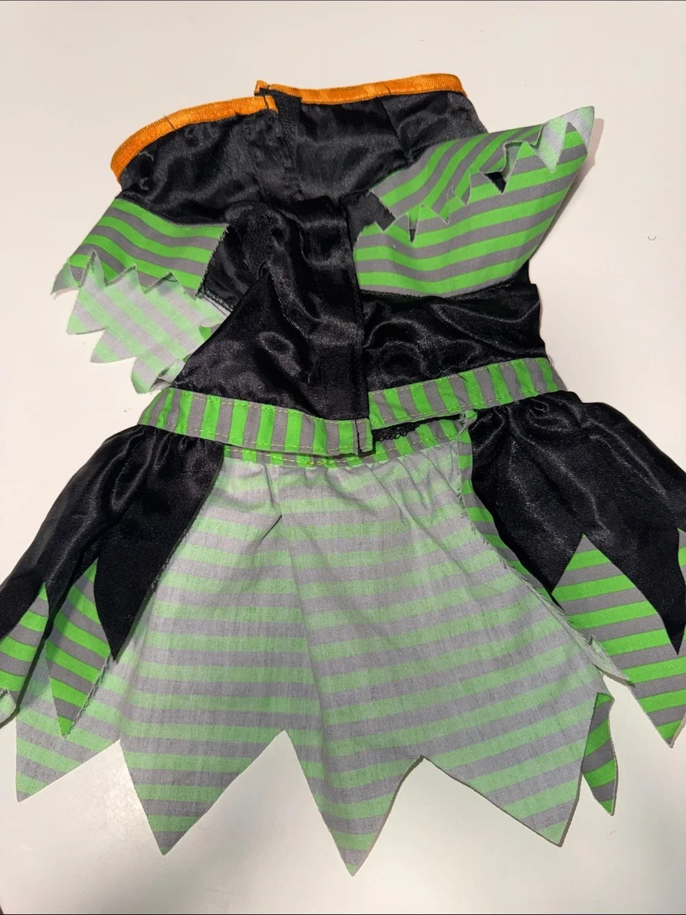 Black & Green Striped Witch Dress and Hat Costume for Dogs